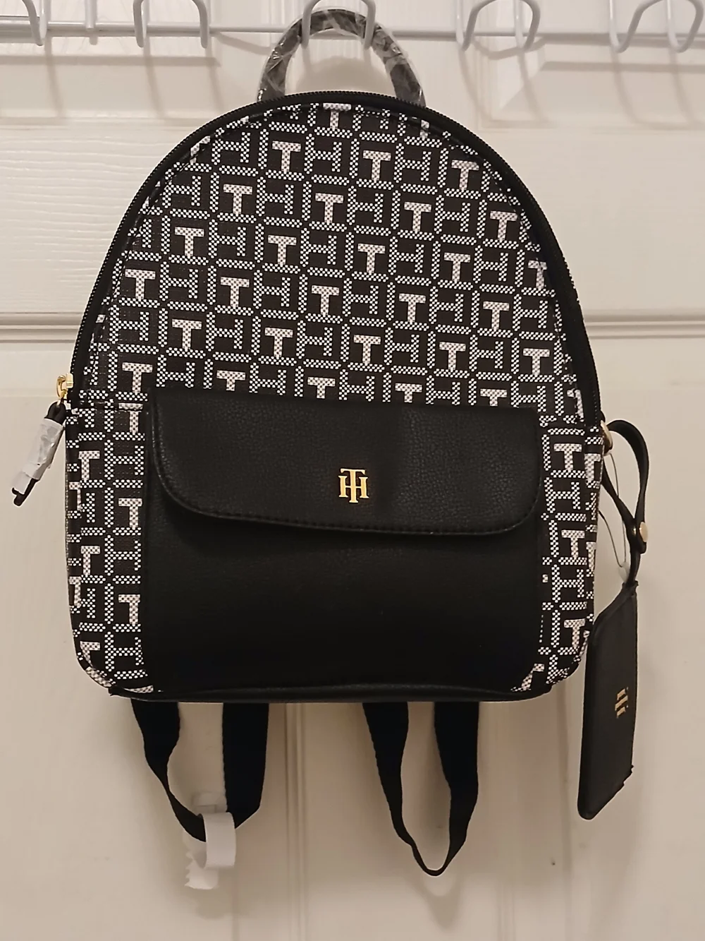 Nwt Tommy Hilfiger Navy Blue & White TH Monogram Mini Backpack